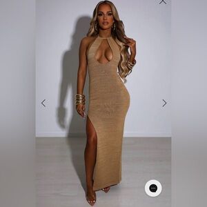 ISLA MAXI DRESS - BEIGE XS NWT - BABYBOO